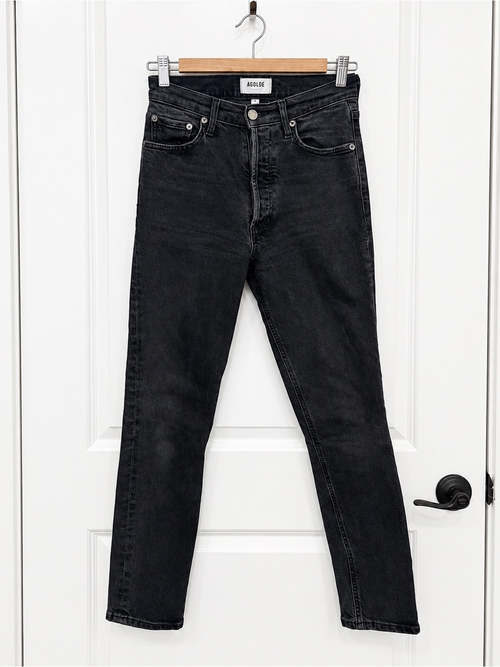 AGOLDE Nico High Rise Skinny Jeans Black Size 25 Button Fly